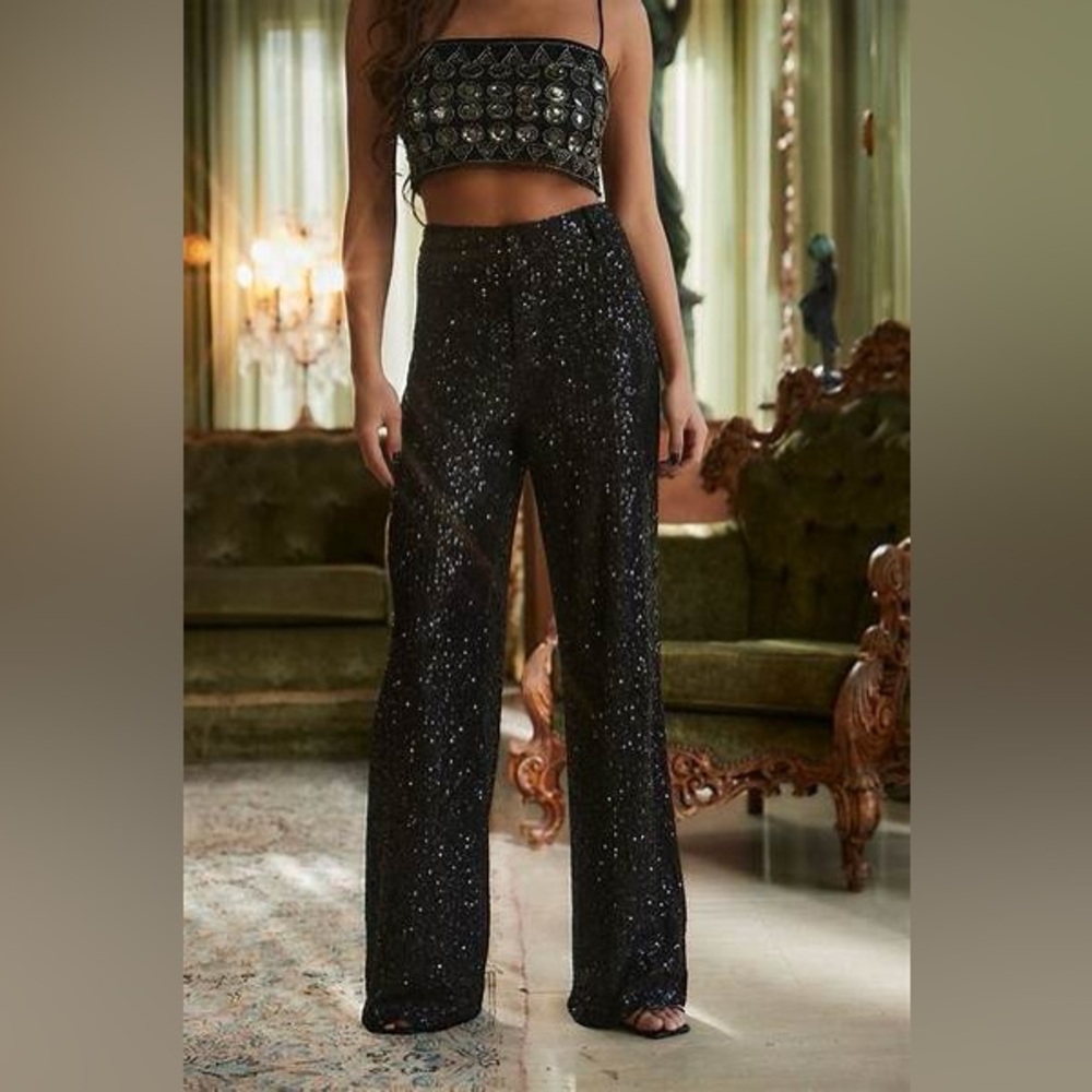 NWT Dusk til Dawn Black Sequin Trousers